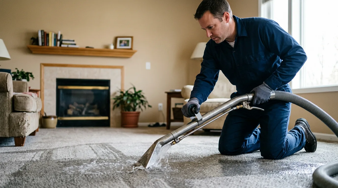 Water damage restoration technician working near Lake City, PA